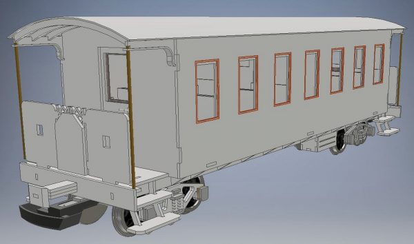 3D model osobného vozňa Ca pre záhradnú železnicu