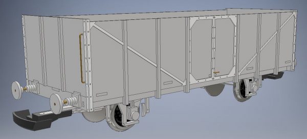 3D model nákladného vozňa Vtu pre záhradnú železnicu